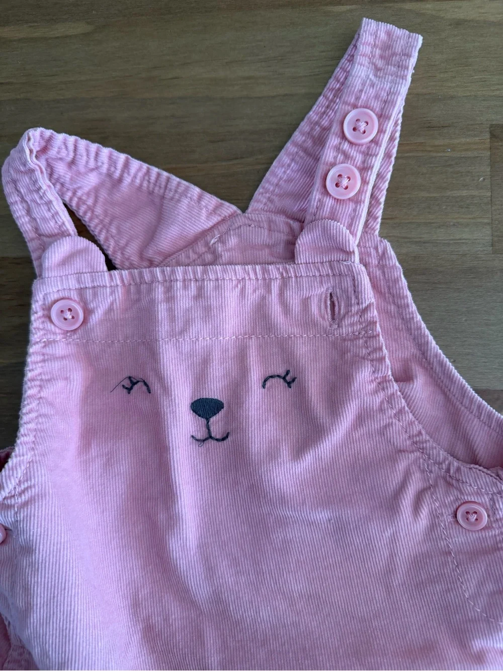 Carter's Pink Corduroy Overall Dress with Embroidered Face Size 9M